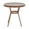 Merrick Lane Celia Bistro Style Table with Tempered Glass Top, PE Rattan, and Bamboo Finished Metal Frame for Indoor/Outdoor Use